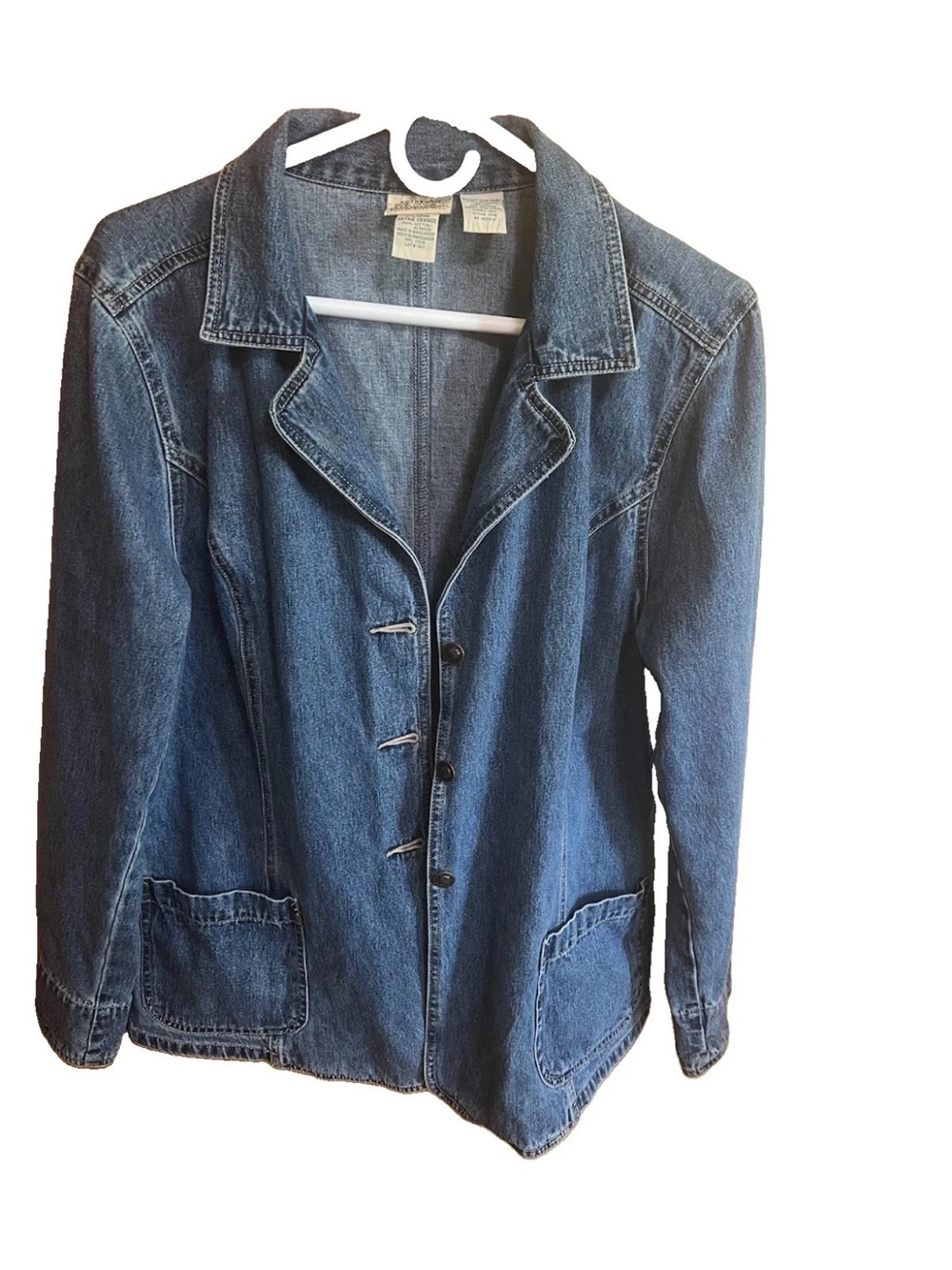 St. John’s Bay Women’s Denim Blazer XL – Soft Wash, Princess Seams